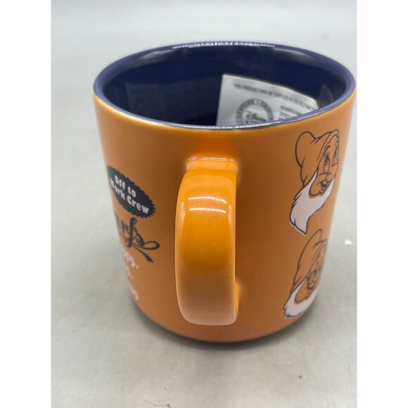 Seven Dwarfs Off To Work Crew Orange Disney Store Coffee Mug Tea Cup READ NEW - Picture 4 of 7